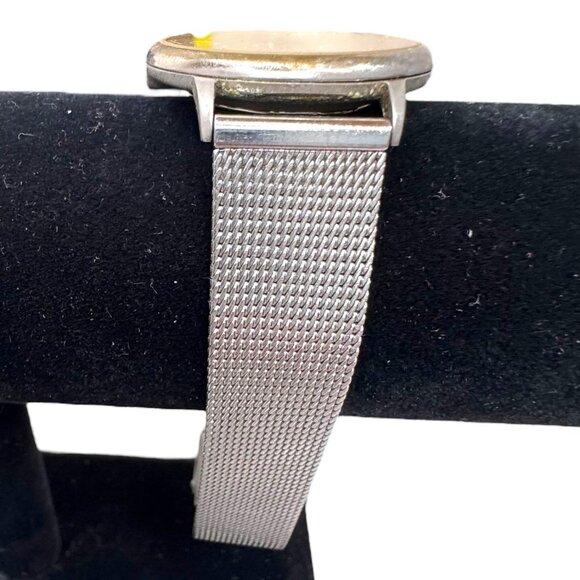 Vintage Mesh Peugeot Quartz Stainless Steel Watch Two Tone Gold Dial 9" READ - Picture 5 of 10